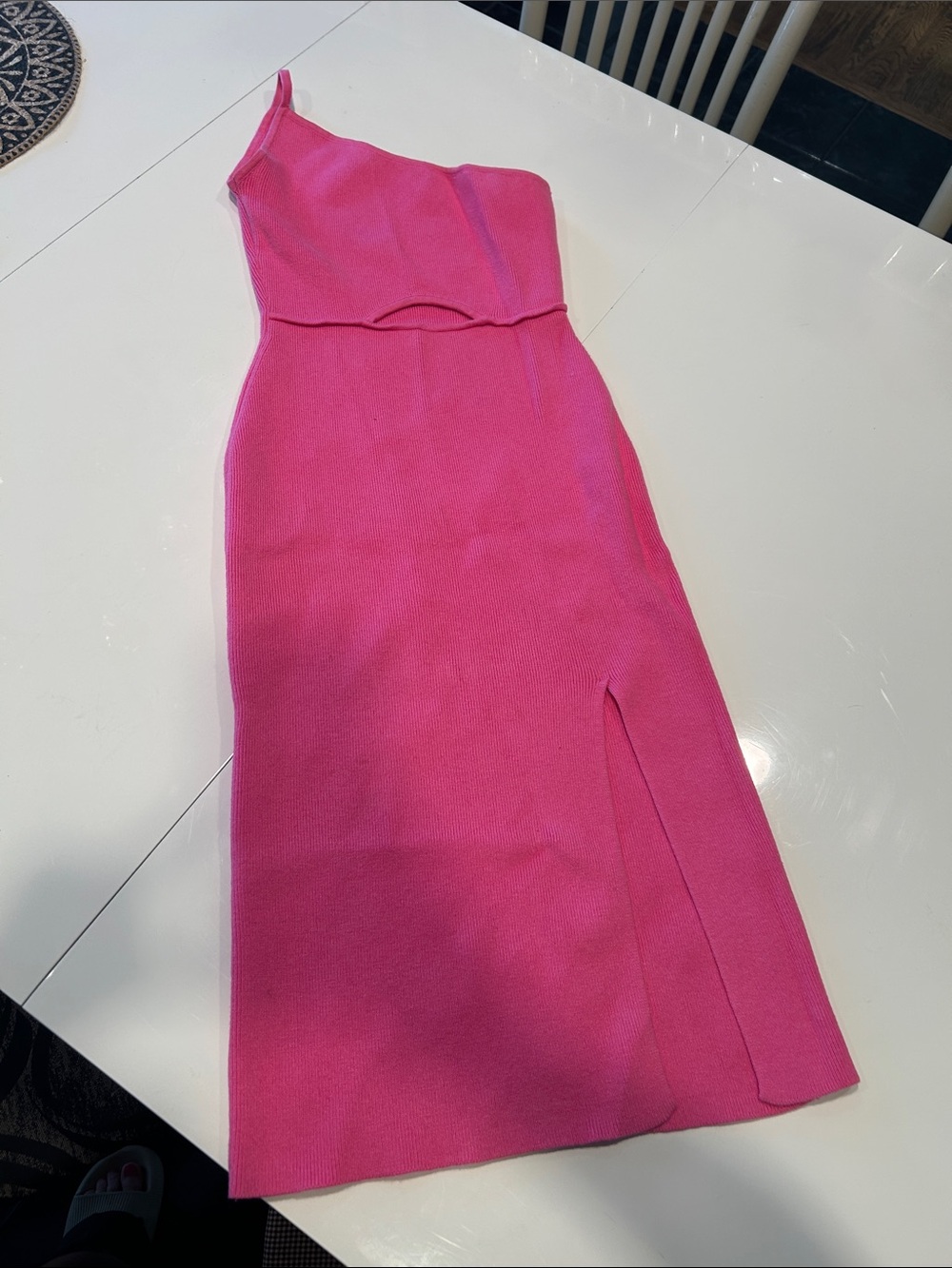 Women’s One-Shoulder Hot Pink Midi Dress